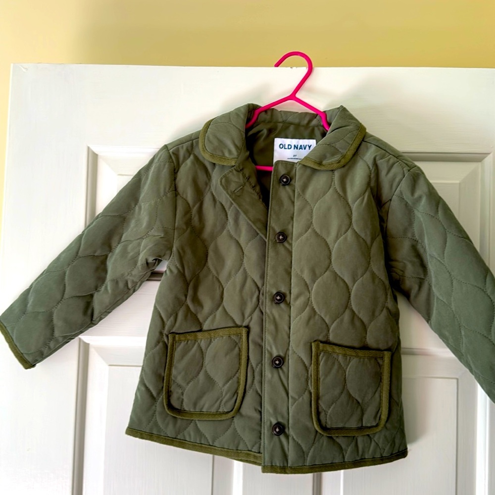 Forest green quilted Old Navy 3T coat like new